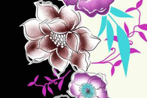 复古水墨风花卉面料印花素材，适用于服装印花设计与定制