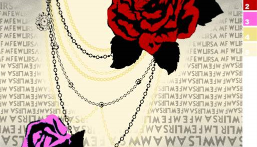 复古玫瑰链条纹样面料印花素材,适用于服装印花设计