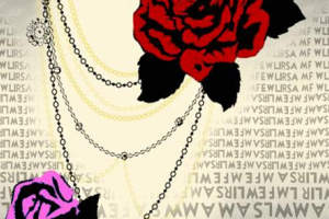 复古玫瑰链条纹样面料印花素材，适用于服装印花设计