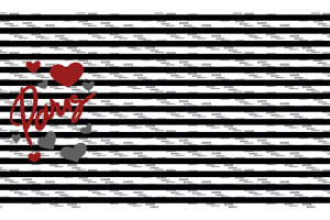 条纹背景爱心手写风面料印花素材，适用于服装印花设计