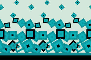 几何叠层青蓝方块面料印花素材，适用于现代简约服装印花设计