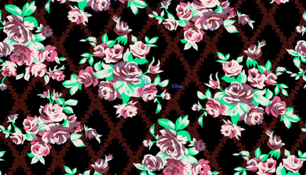 复古玫瑰花卉面料印花素材,适用于服装印花设计与数码印染