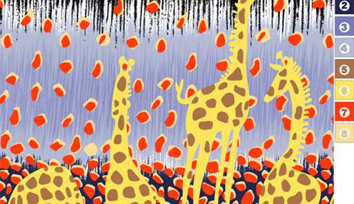 童趣长颈鹿雨林风面料印花素材,适用于儿童服装印花设计