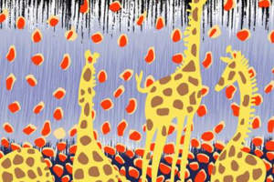 童趣长颈鹿雨林风面料印花素材，适用于儿童服装印花设计