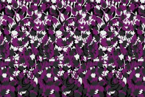 紫黑交织藤蔓花卉面料印花素材，适用于服装印花设计