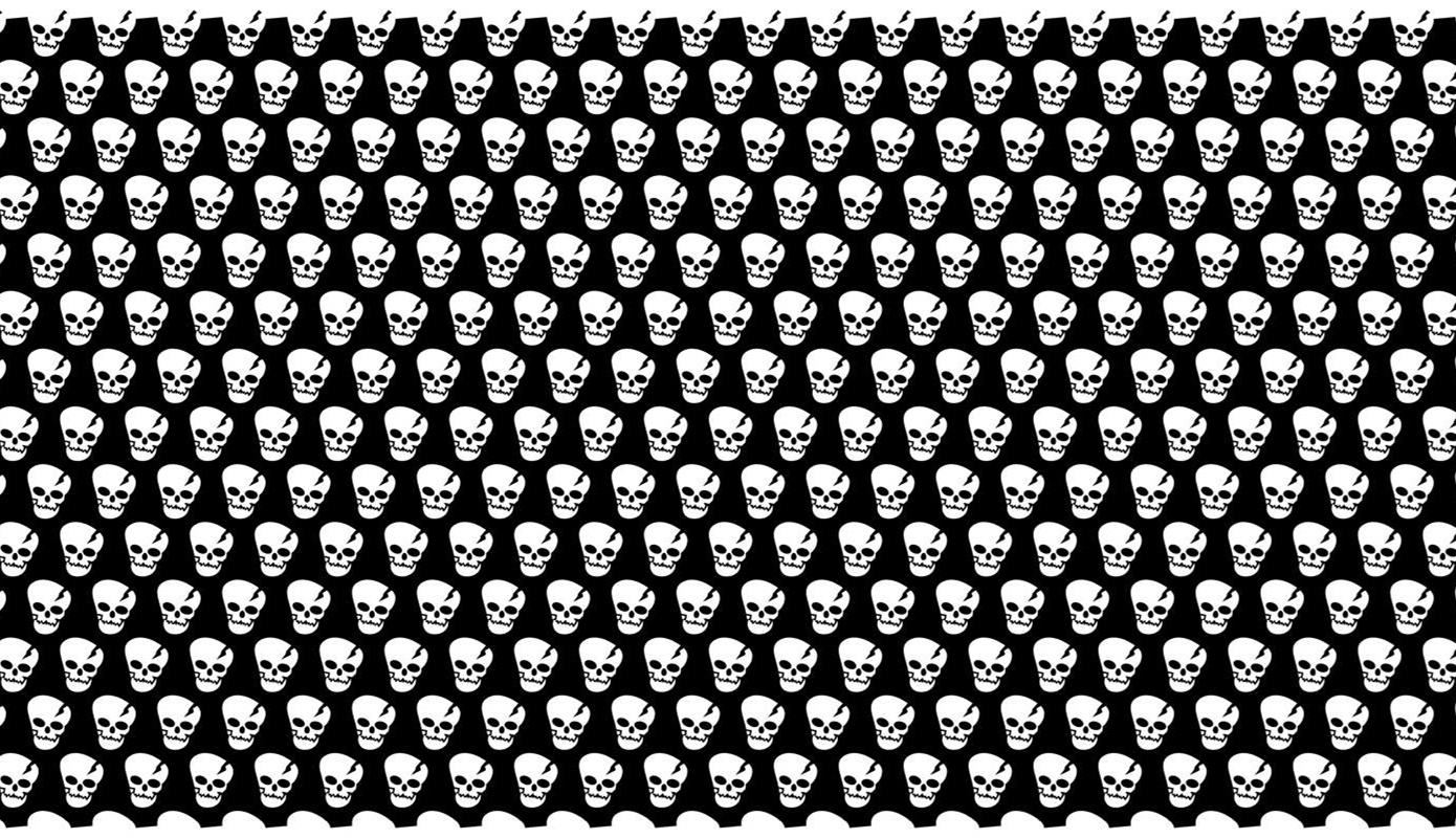 黑白骷髅闪电纹面料印花素材,适用于潮牌服装印花设计