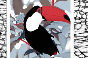 热带雨林风格面料印花素材，适用于服装印花设计的高清花型图