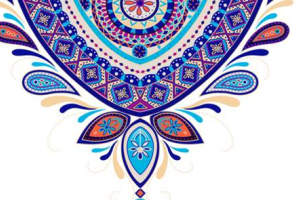 民族风对称几何图案面料印花素材，适用于服装印花设计