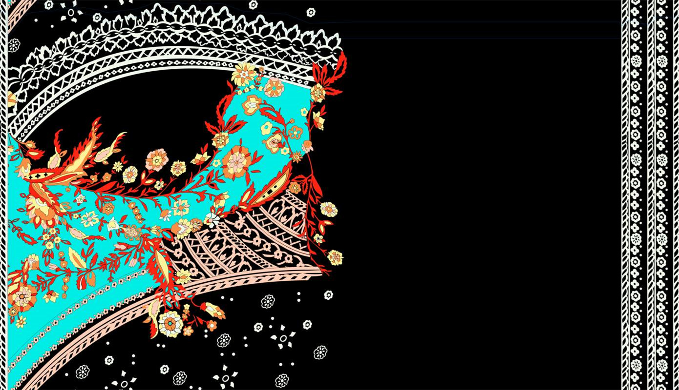 复古民族风面料印花素材图,适用于服装印花设计与数码印染