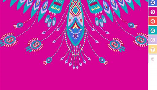 民族风孔雀纹面料印花素材,适用于服装印花设计与数码印染