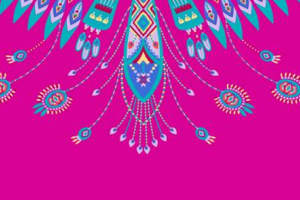 民族风孔雀纹面料印花素材，适用于服装印花设计与数码印染