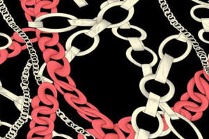 链条交织几何风面料印花素材，适用于潮牌服装印花设计