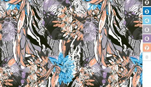 抽象花卉与几何线条融合的服装印花素材,适用于时尚面料印花设计