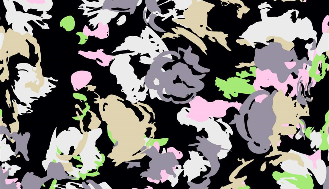 抽象花卉面料印花素材,适用于服装印花设计的高对比度图案