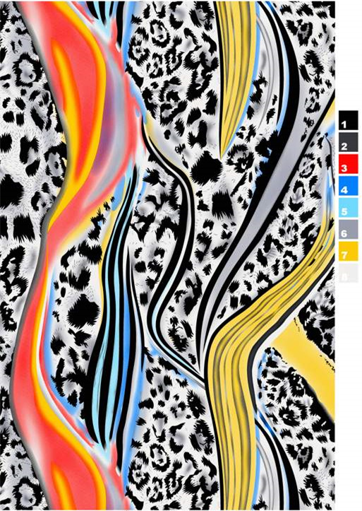 潮流豹纹撞色面料印花素材,服装印花设计必备