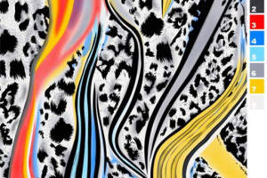 潮流豹纹撞色面料印花素材，服装印花设计必备