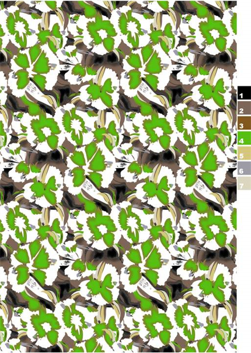 清新绿色抽象花卉服装印花面料印花素材图