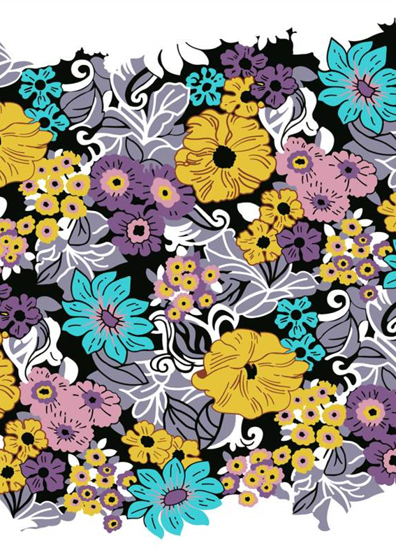 复古手绘花卉面料印花素材,服装印花设计必备