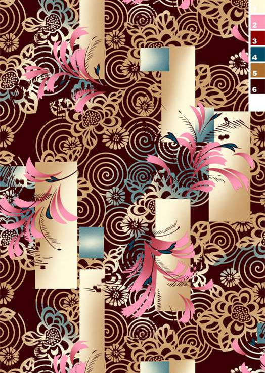 复古花卉漩涡面料印花素材,适用于服装设计与时尚面料