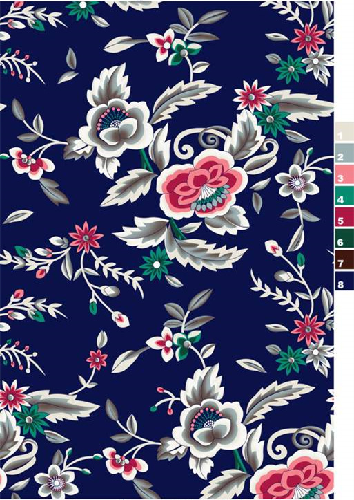 复古花卉面料印花图案 服装印花设计素材