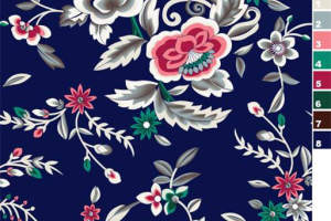 复古花卉面料印花图案 服装印花设计素材