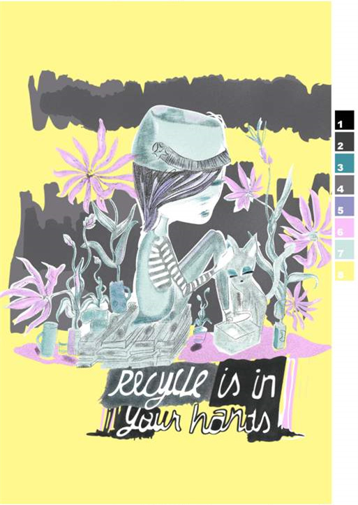 环保主题手绘风格服装印花素材