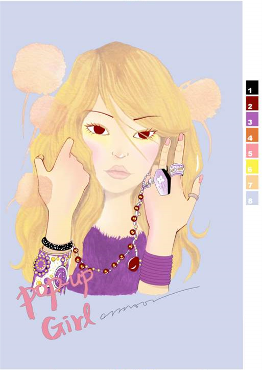 甜美少女风服装印花素材 时尚插画面料印花设计