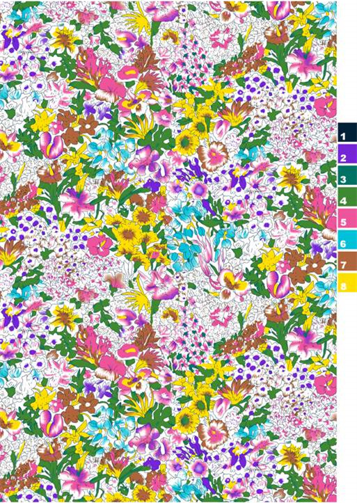 清新手绘花卉服装印花面料印花设计素材图