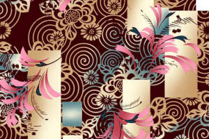 复古花卉漩涡面料印花素材