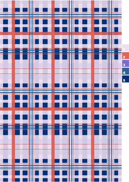 经典蓝红格纹面料印花设计,服装印花素材优选