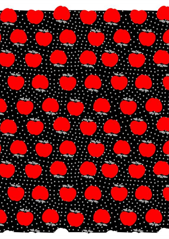 黑色波点红苹果图案服装印花面料印花高清素材