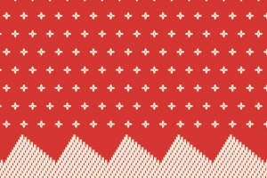 红色几何人物图案面料印花 冬季服装印花素材