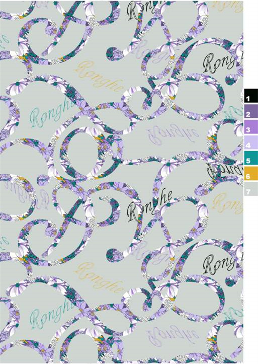 优雅花卉字母组合面料印花素材 服装印花设计灵感