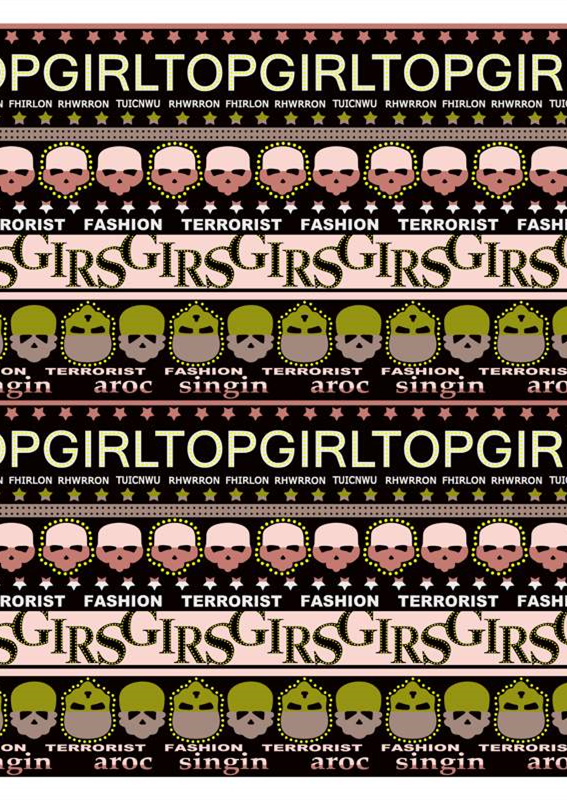 潮流朋克风服装印花图案,个性骷髅面料印花素材下载