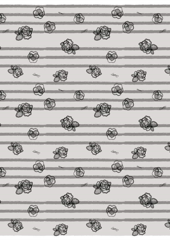 复古手绘玫瑰条纹面料印花 服装印花素材