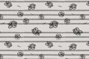 复古手绘玫瑰条纹面料印花 服装印花素材