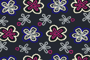 时尚深色底花卉服装印花素材，适用于服装面料设计