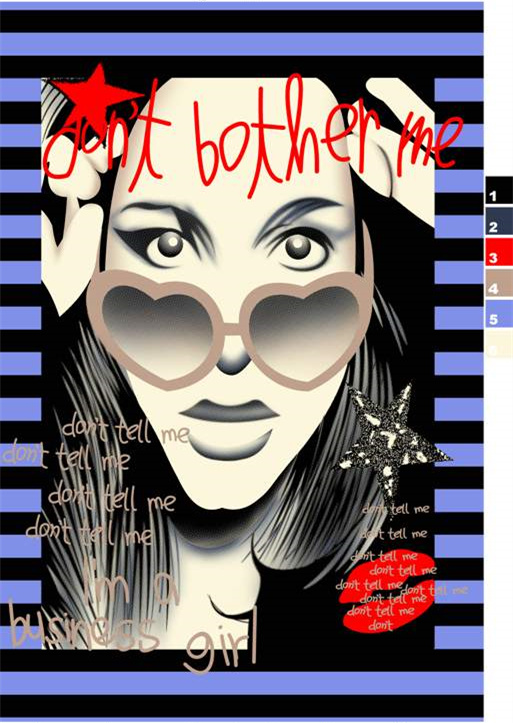 潮流街头风服装印花素材,个性文字与心形墨镜设计