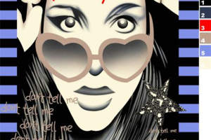 潮流街头风服装印花素材，个性文字与心形墨镜设计