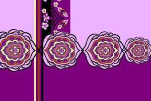 紫色民族风花卉几何面料印花服装素材