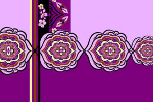 紫色对称花卉面料印花设计 服装印花素材