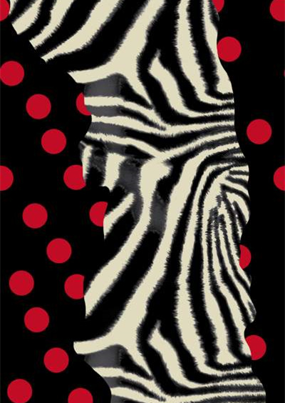潮流斑马纹拼接红波点服装印花面料设计素材