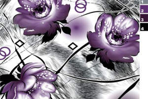 紫色花卉几何纹理面料印花设计素材