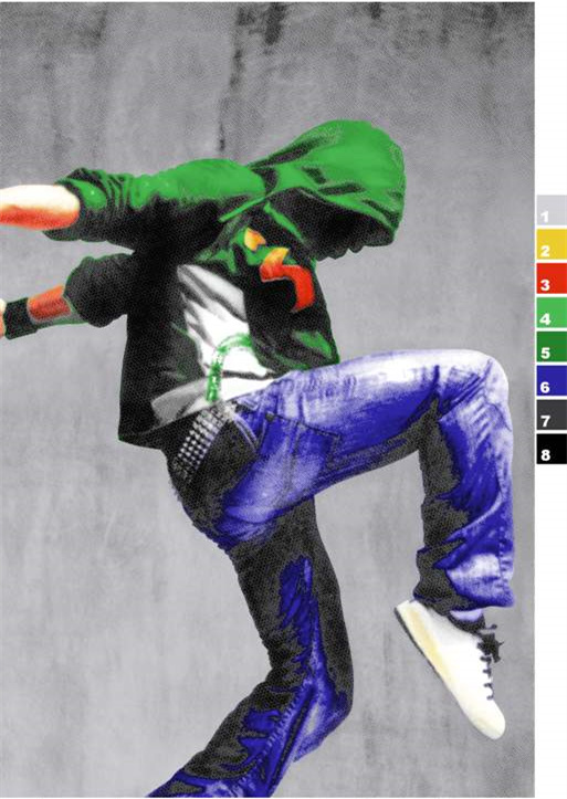 街头潮流服装印花素材:高对比色彩抽象图案设计