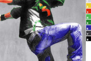 街头潮流服装印花素材：高对比色彩抽象图案设计