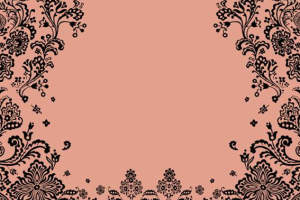 优雅粉色底黑色花纹服装印花面料设计素材