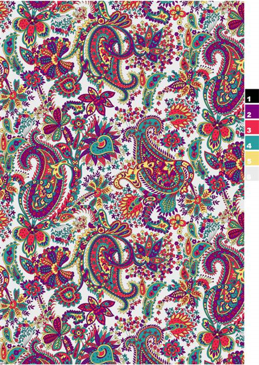 绚丽多彩佩斯利花纹服装印花,高清面料印花设计素材