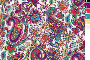 绚丽多彩佩斯利花纹服装印花，高清面料印花设计素材