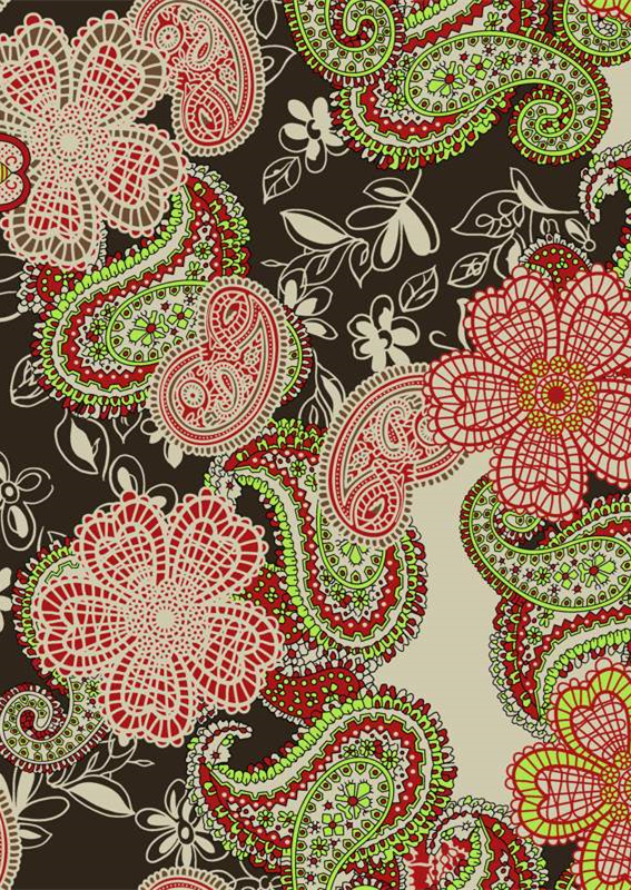 复古花卉佩斯利面料印花素材,服装印花设计灵感