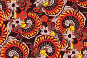 复古佩斯利花纹服装印花素材，暖色系面料印花设计